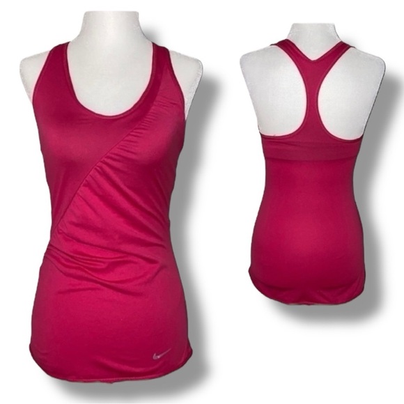 Nike Pink Racerback Side Ruffle Tank Top S - Picture 1 of 16